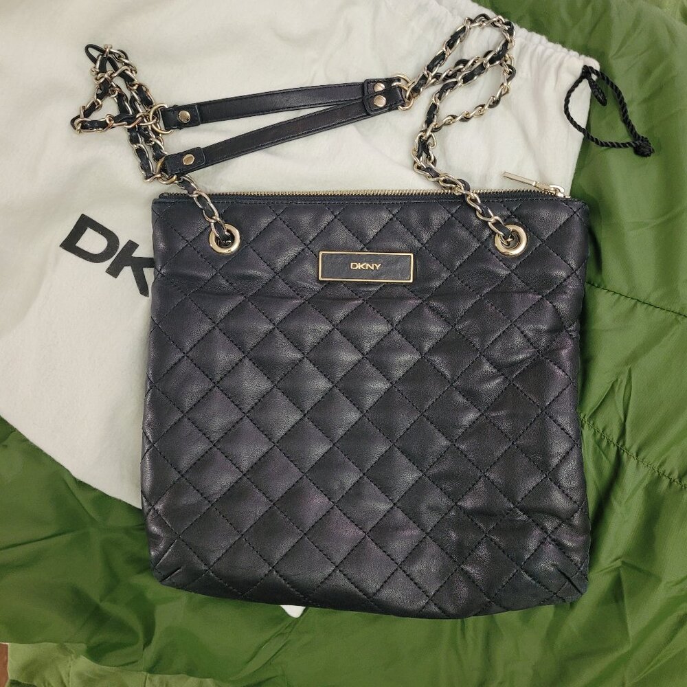 DKNY Black Quilted Napa Leather Purse